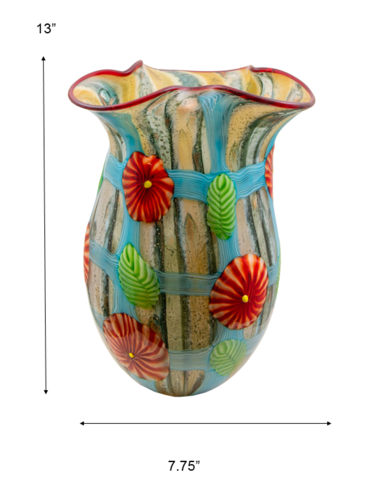 Plazio Hand Blown Art Glass Vase