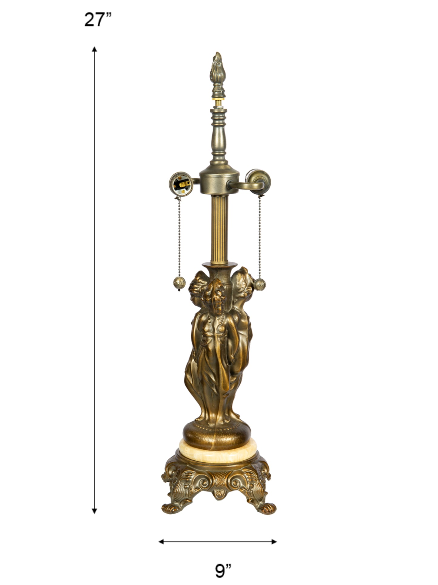 Bardeen 27" Tall 3-Lady Antique Brass Finish Marble Metal Base