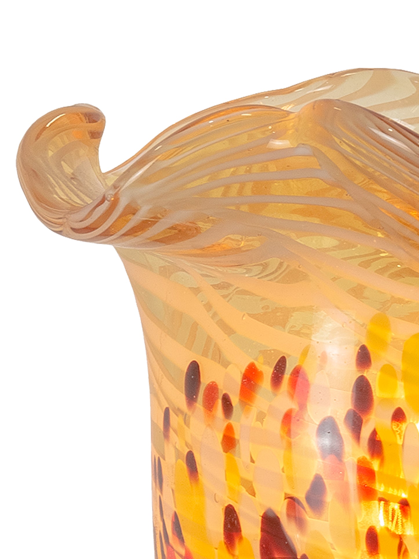 Beige Speckle Hand Blown Art Glass Uplight Accent Lamp