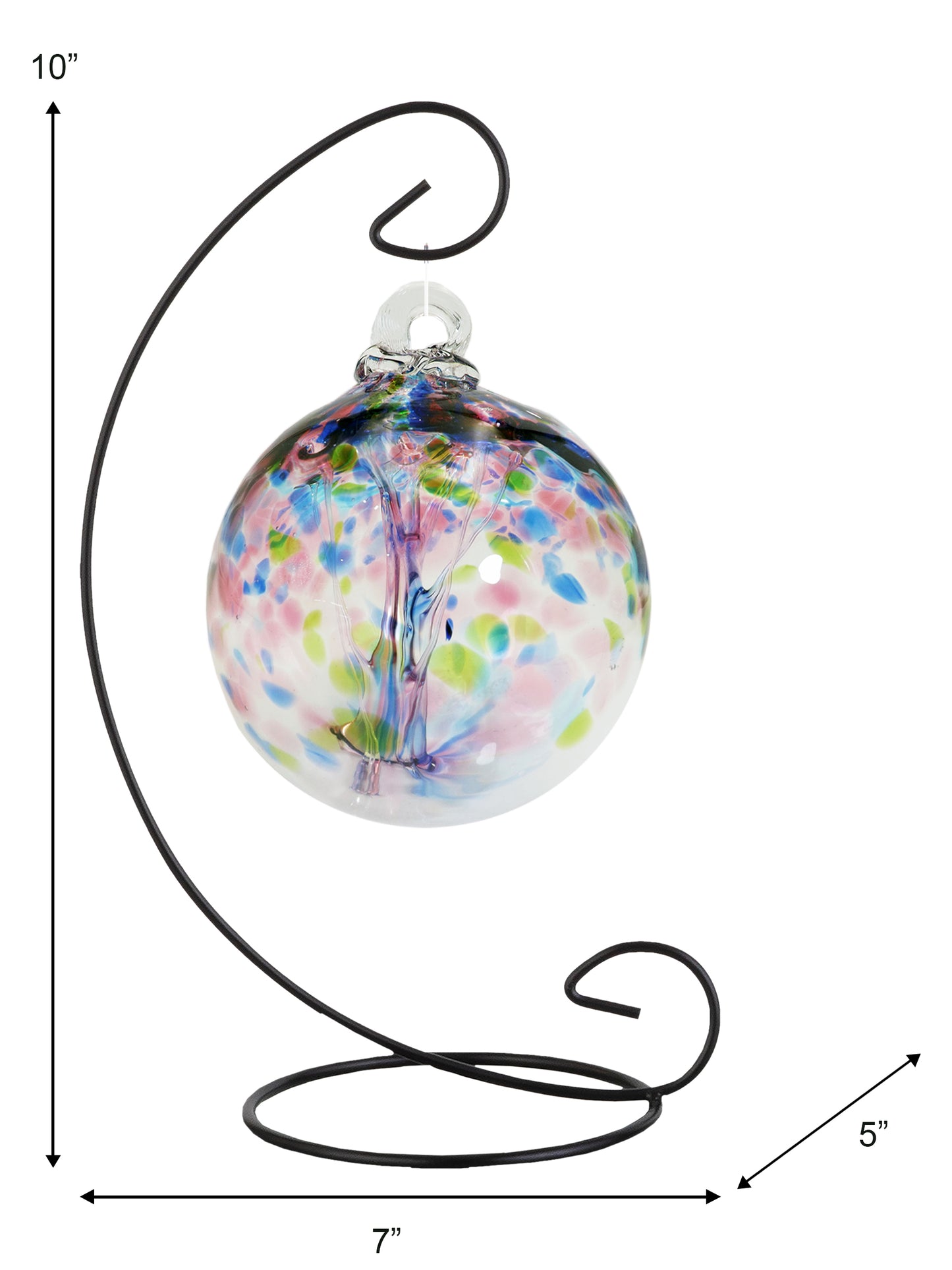 Rainbow Tree of Life 4 Inch Hope Hand Blown Decorative Glass Ornament with Stand