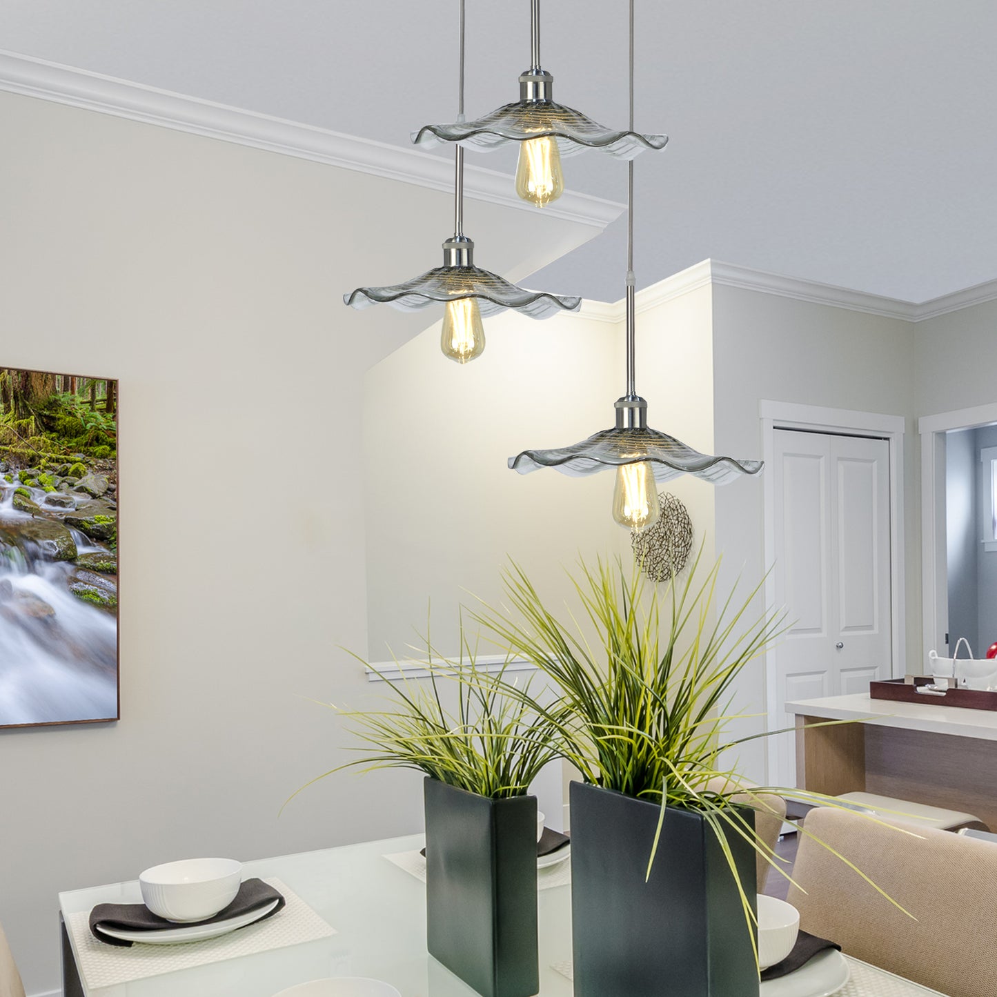 Moree 3-Light Hand Blown Art Glass Pendant