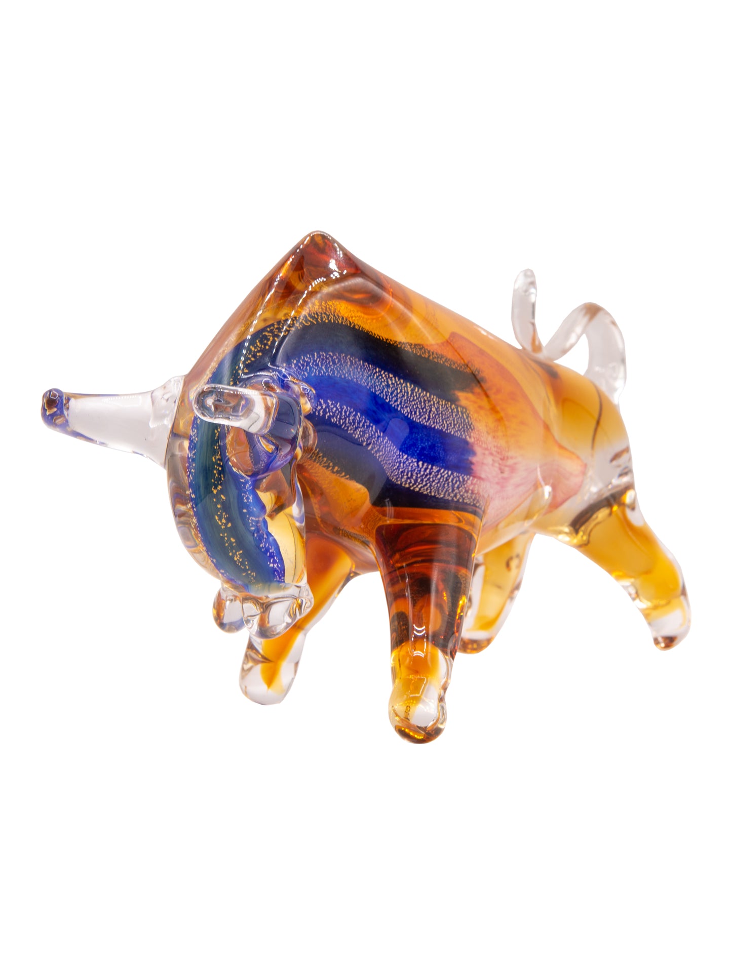 Rave Bull Handcrafted Art Glass Figurine