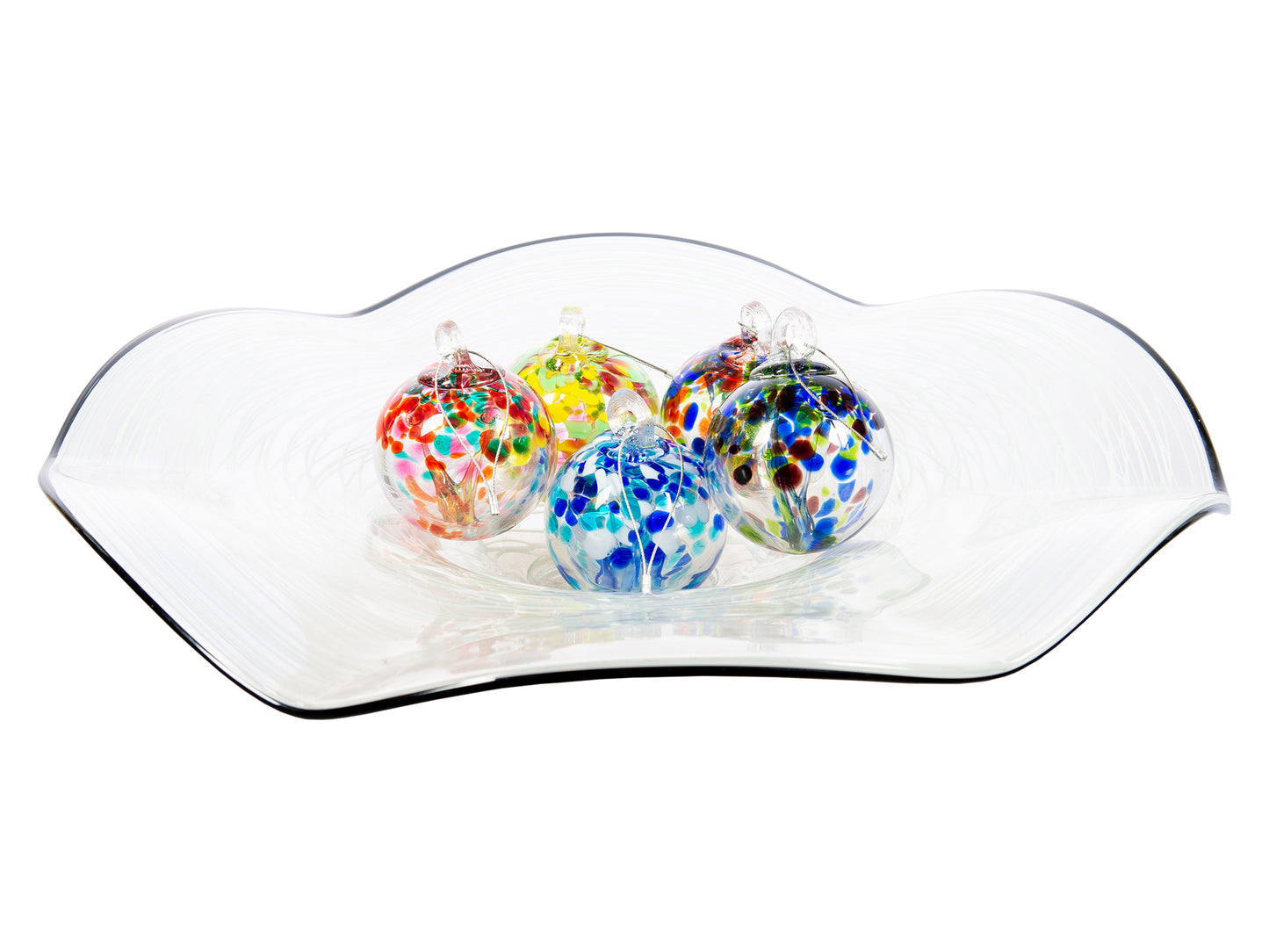 Rainbow Tree of Life Aqua 3 Inch Hand Blown Decorative Glass Ornament