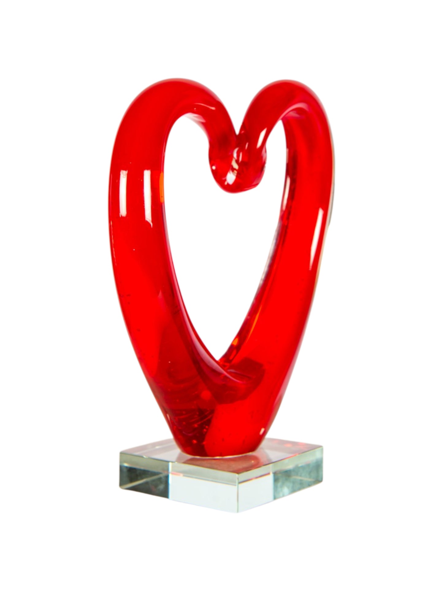 Ruby Heart Handcrafted Art Glass Sculpture