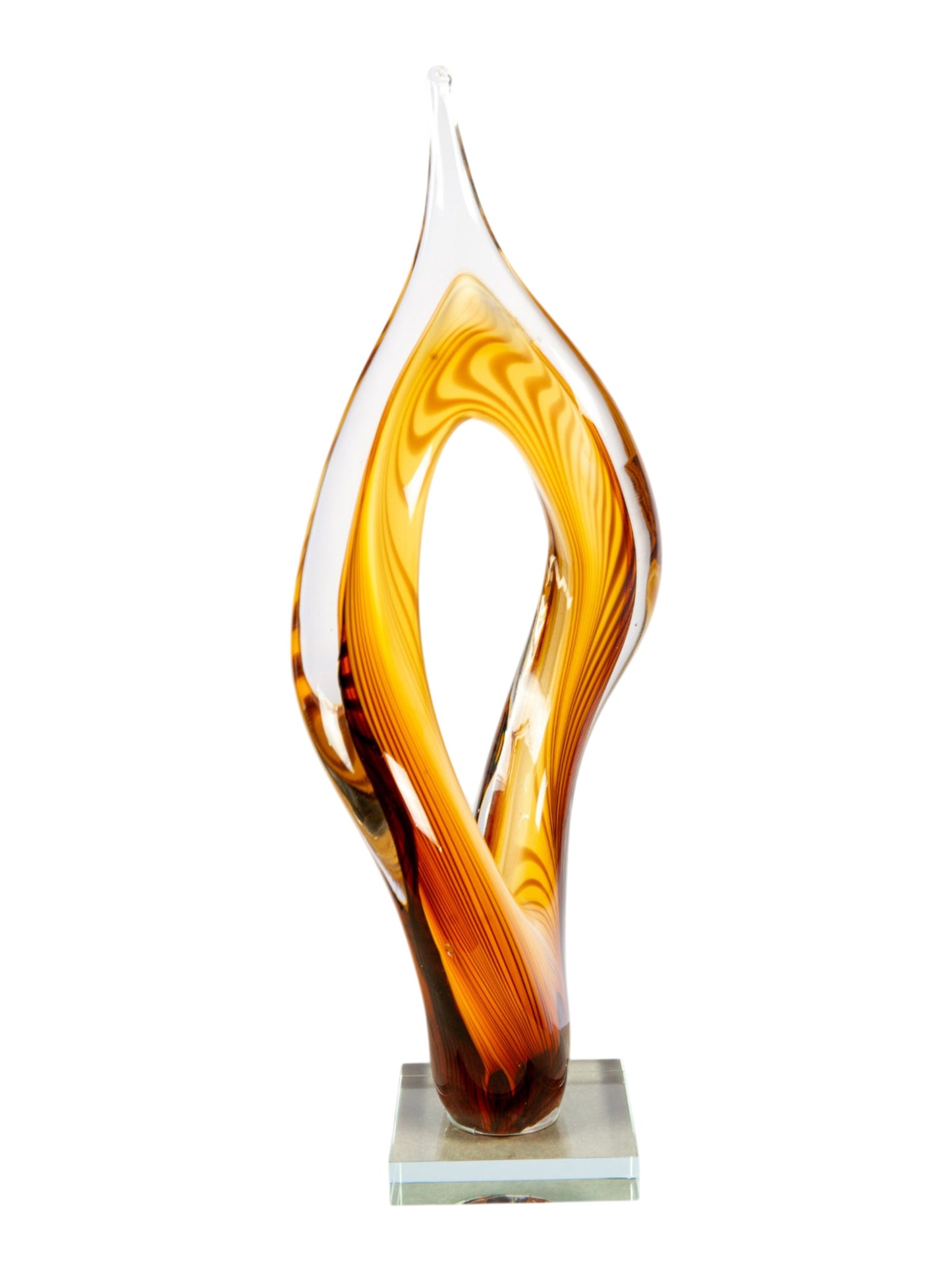 Golden Flame Handcrafted Art Glass Sculpture