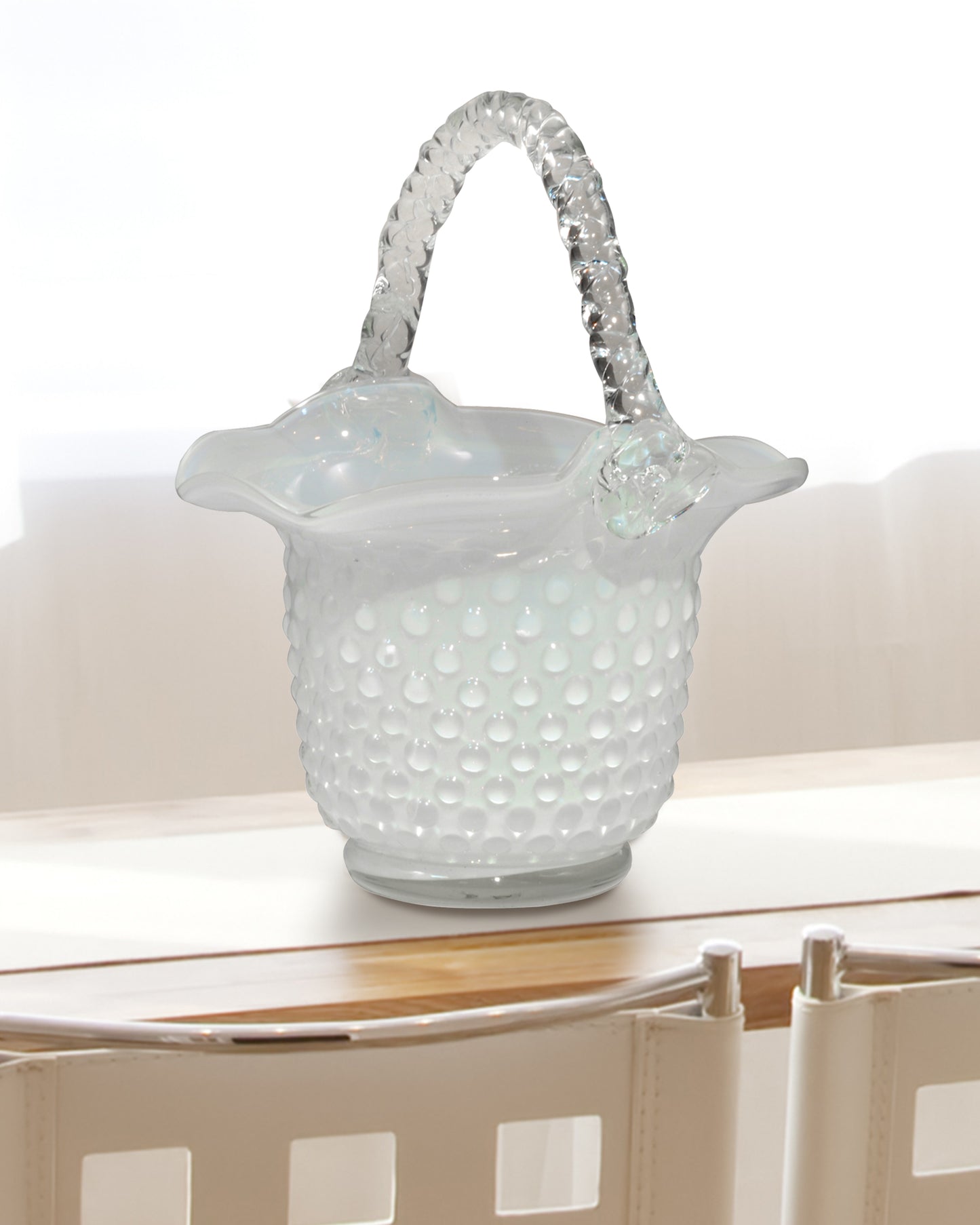 White Basket Handcrafted Accent Sculpture