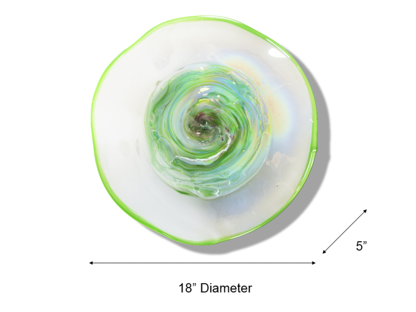 Cavalier White Green Hand Blown Art Glass Wall Decor - 18In