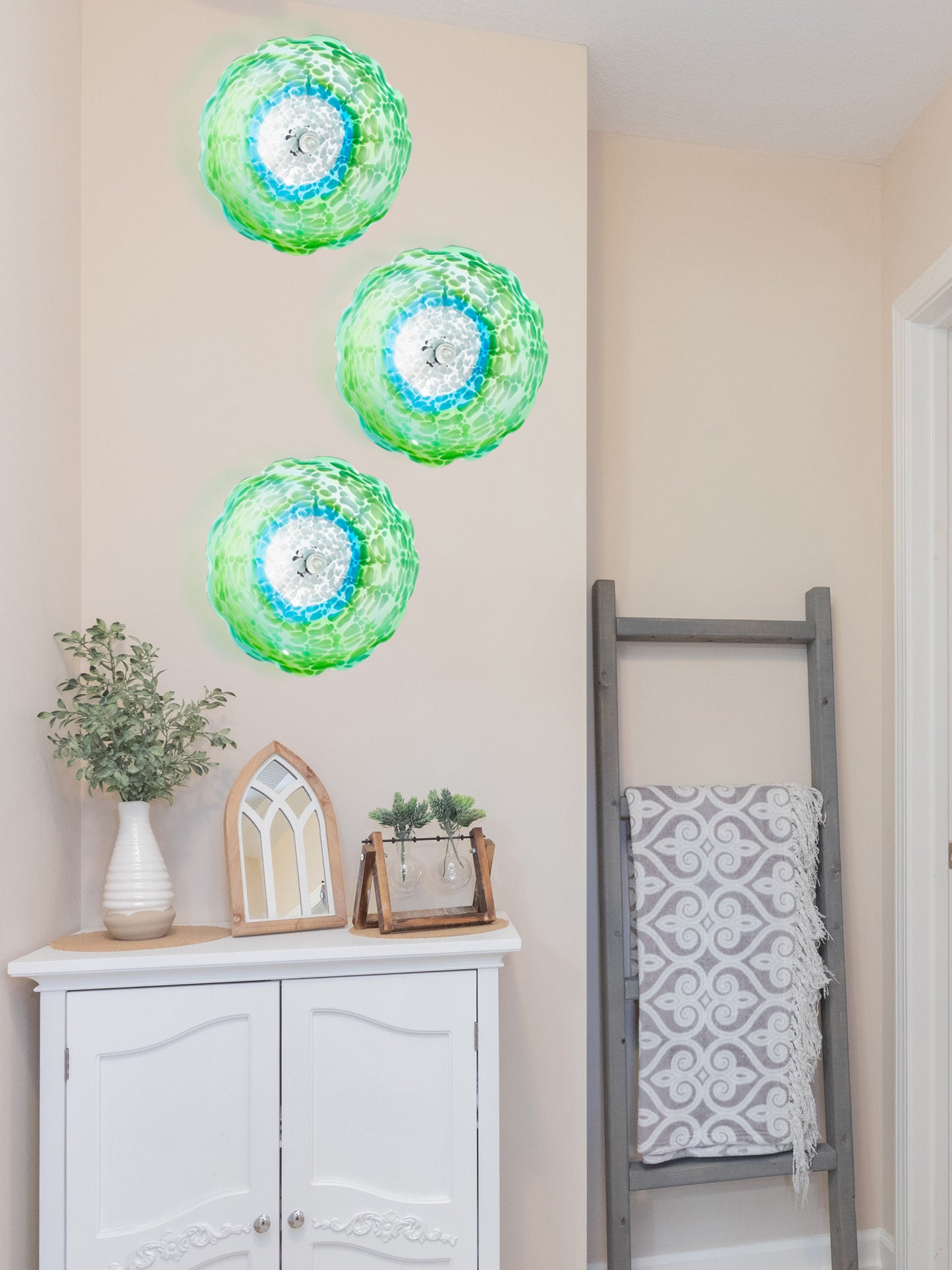 Fiore Green Hand Blown Art Glass Wall Decor - 14 Inch