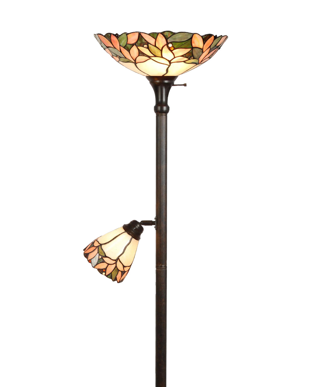 Brune Garden Tiffany Torchiere Lamp with Side Light