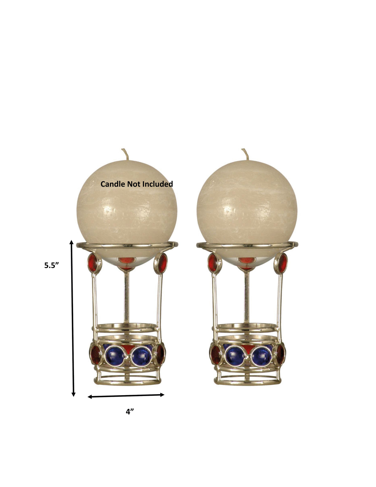 Dale Tiffany 2-Piece Red/Blue Gem Warmer Candle Holder Votive