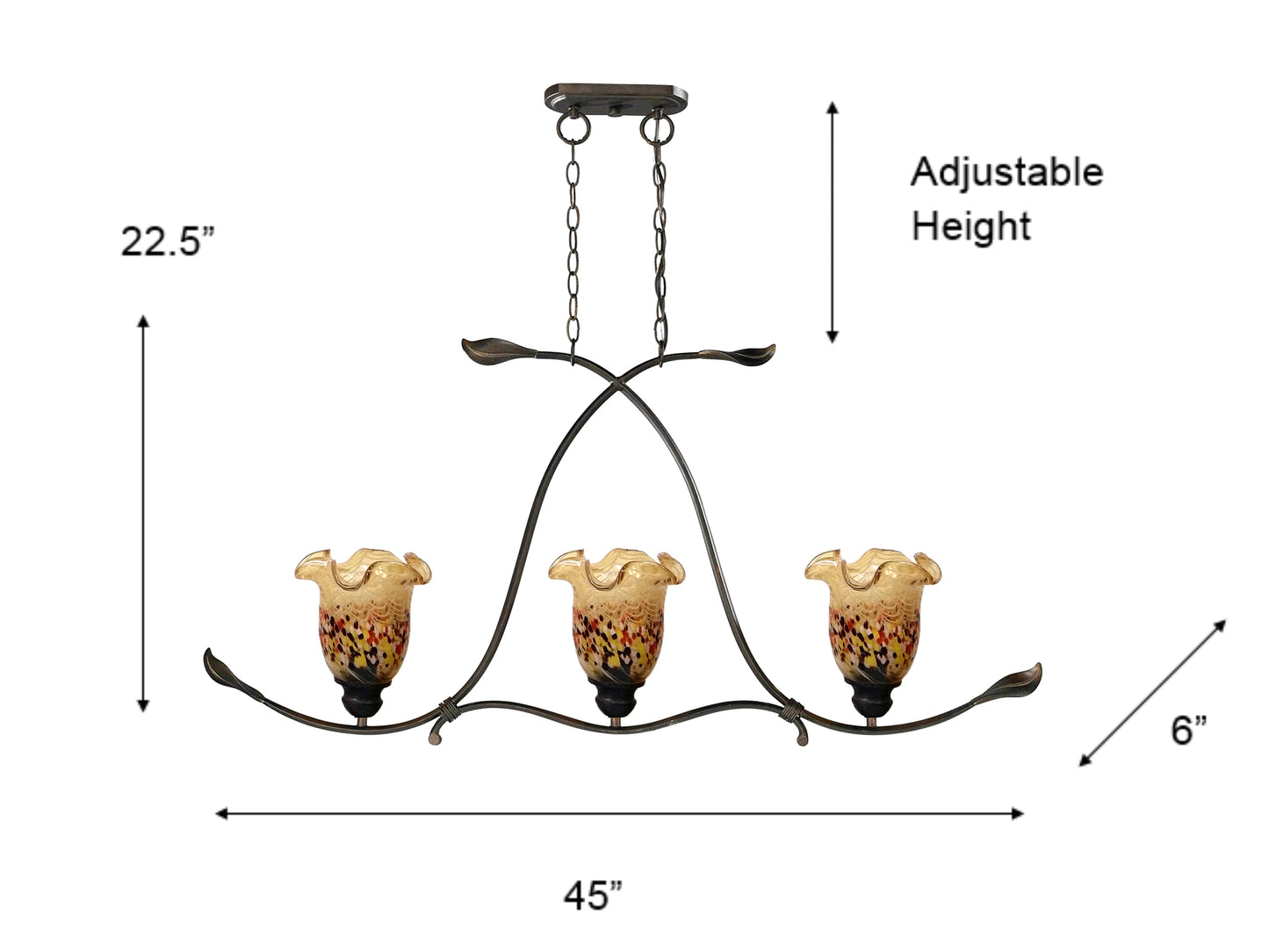 Luster 3-Light Hand Blown Art Glass Hanging Fixture