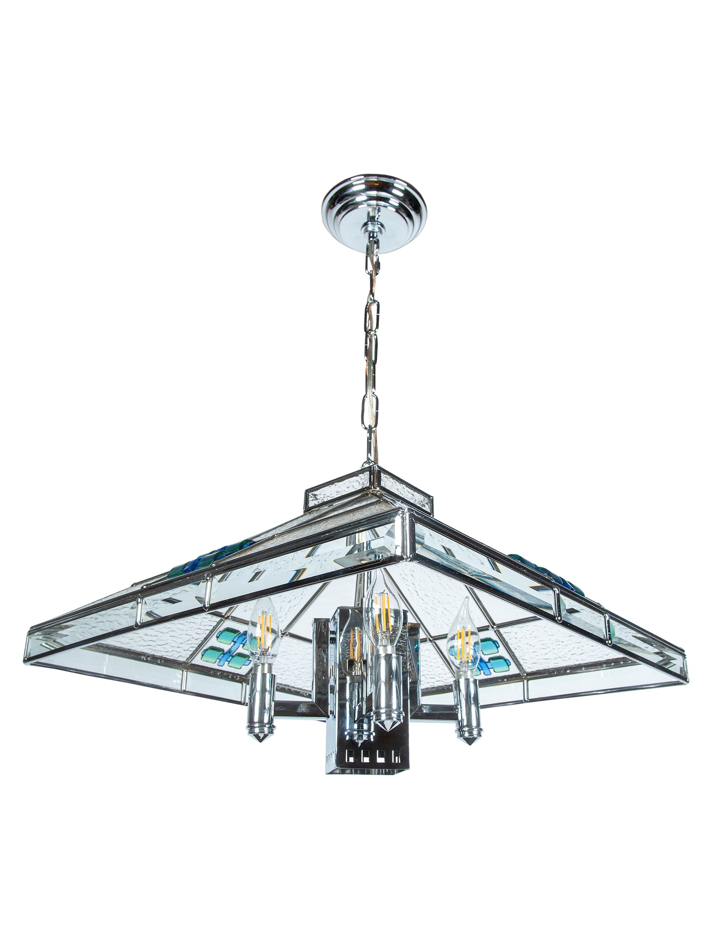 Blue Fused 5-Light Hanging Fixture