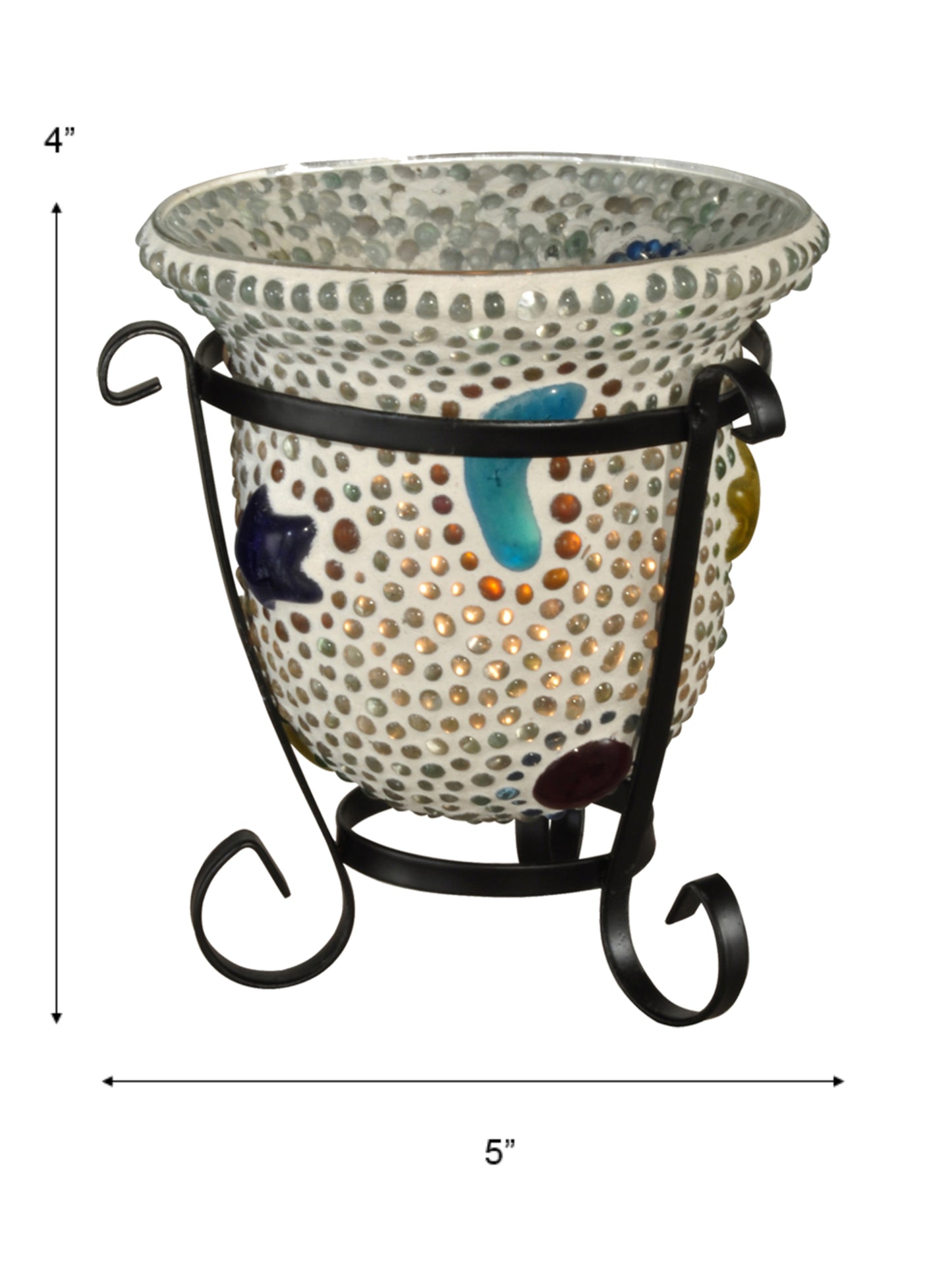 Bead Star Cup 2-Piece Mosaic Art Glass Candle Votive Set