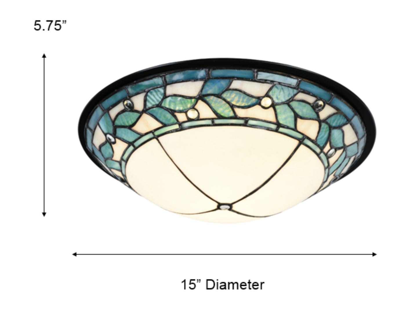Green Leaves Integrated LED Dome Tiffany Flush Mount