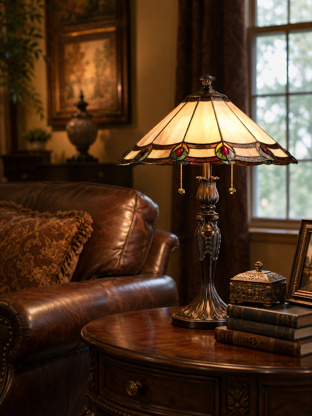 Aldridge Peacock Tiffany Table Lamp