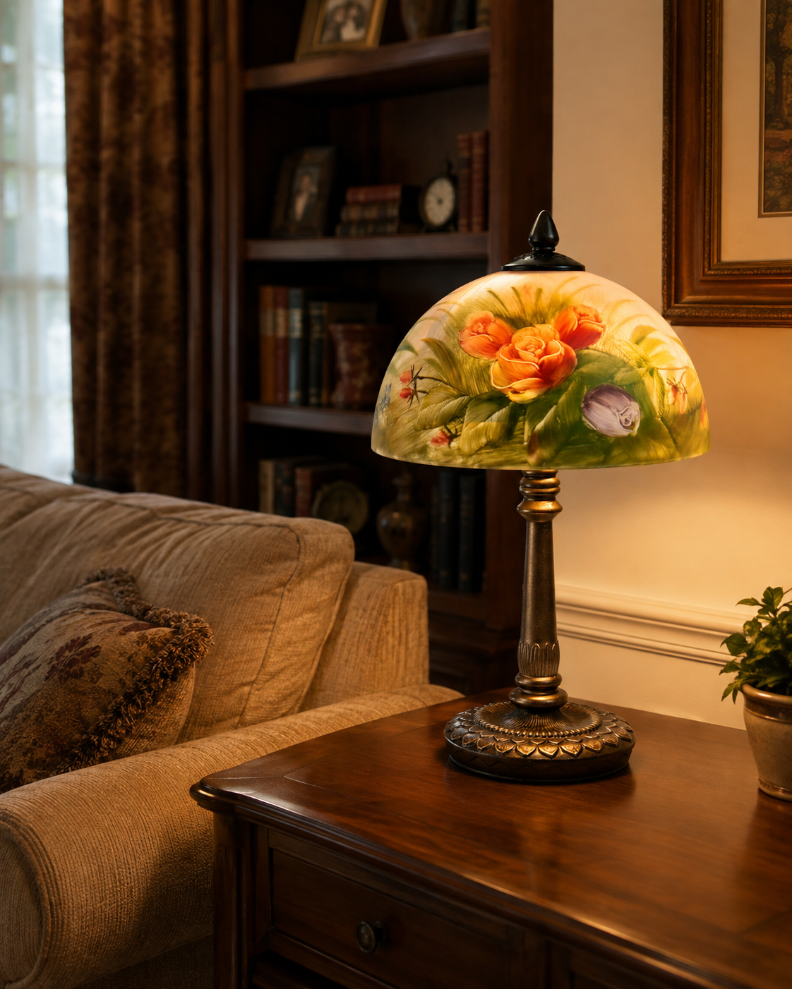 Rose Dome Hand Painted Table Lamp