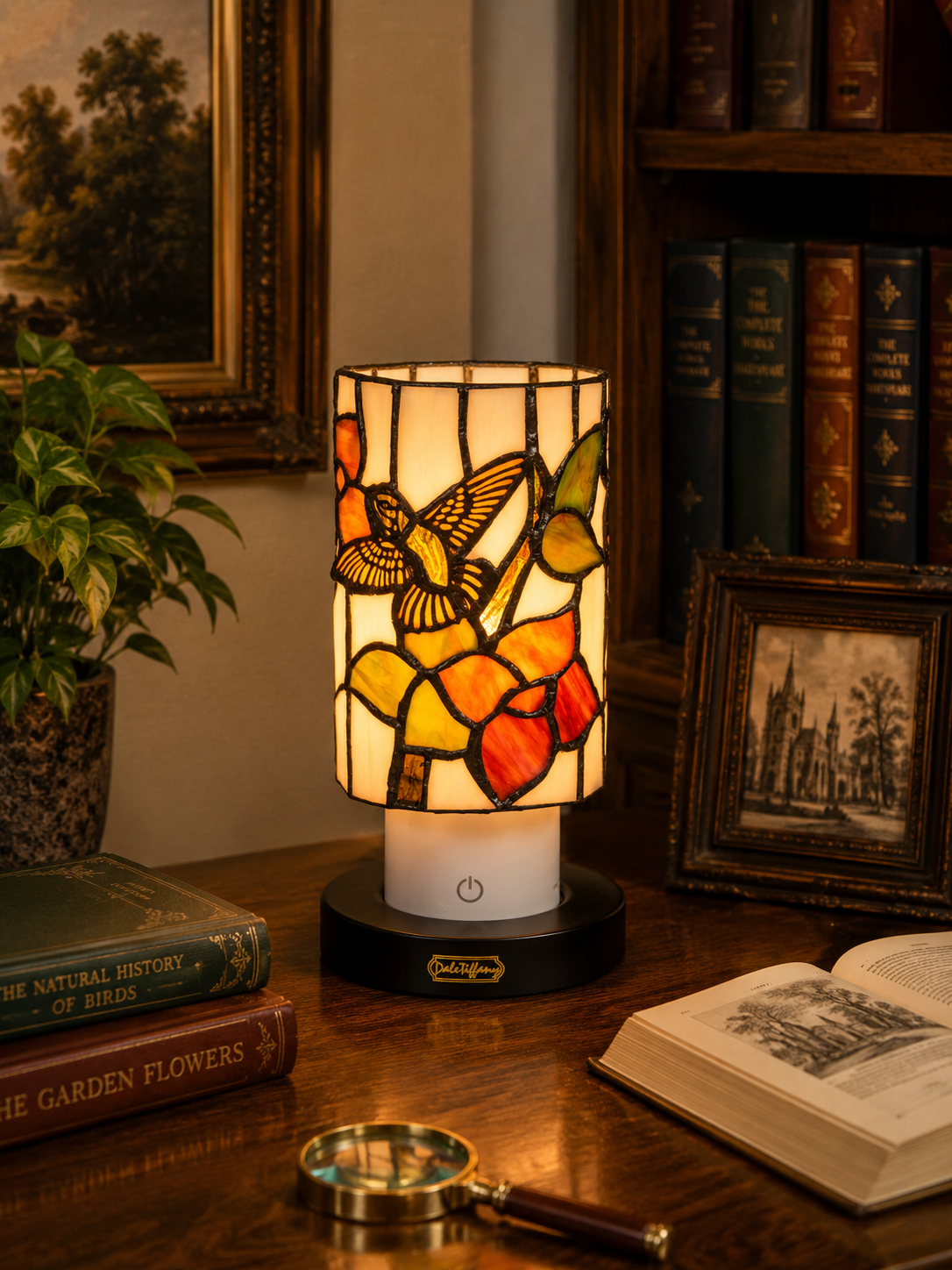 Calliope Hummingbird Cordless Rechargeable Tiffany Accent Lamp