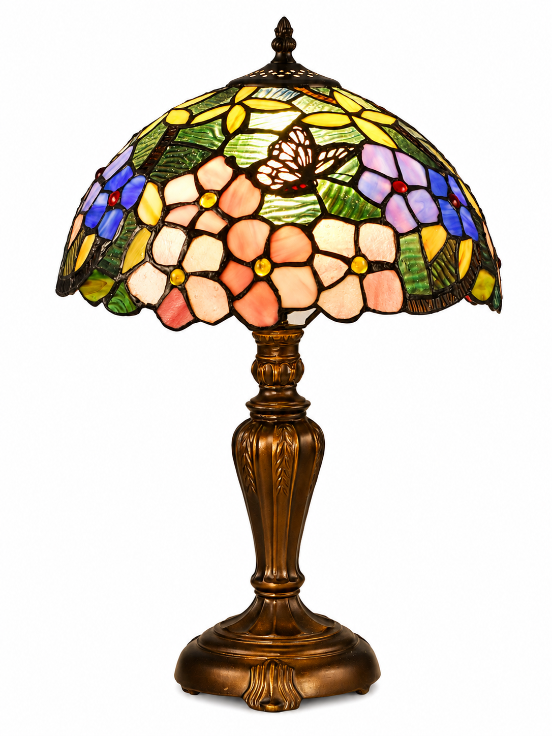 Fox Peony Tiffany Table Lamp