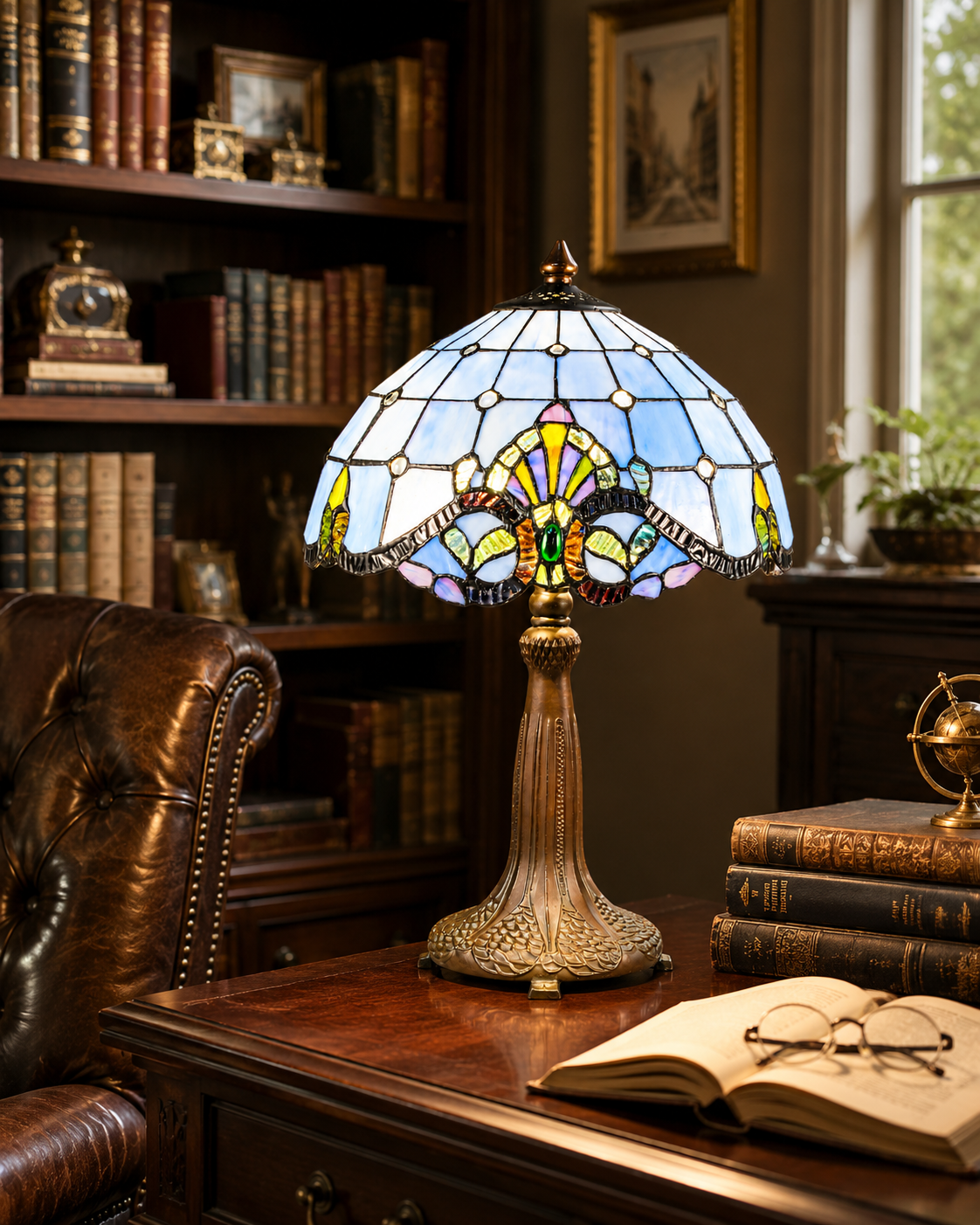Blue Baroque Tiffany Table Lamp
