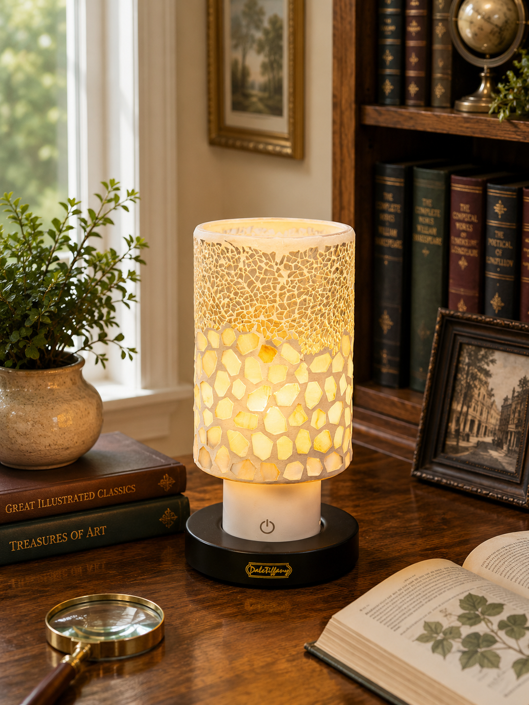 Alps White Uplight Cordless Rechargeable Mosaic Accent Lamp