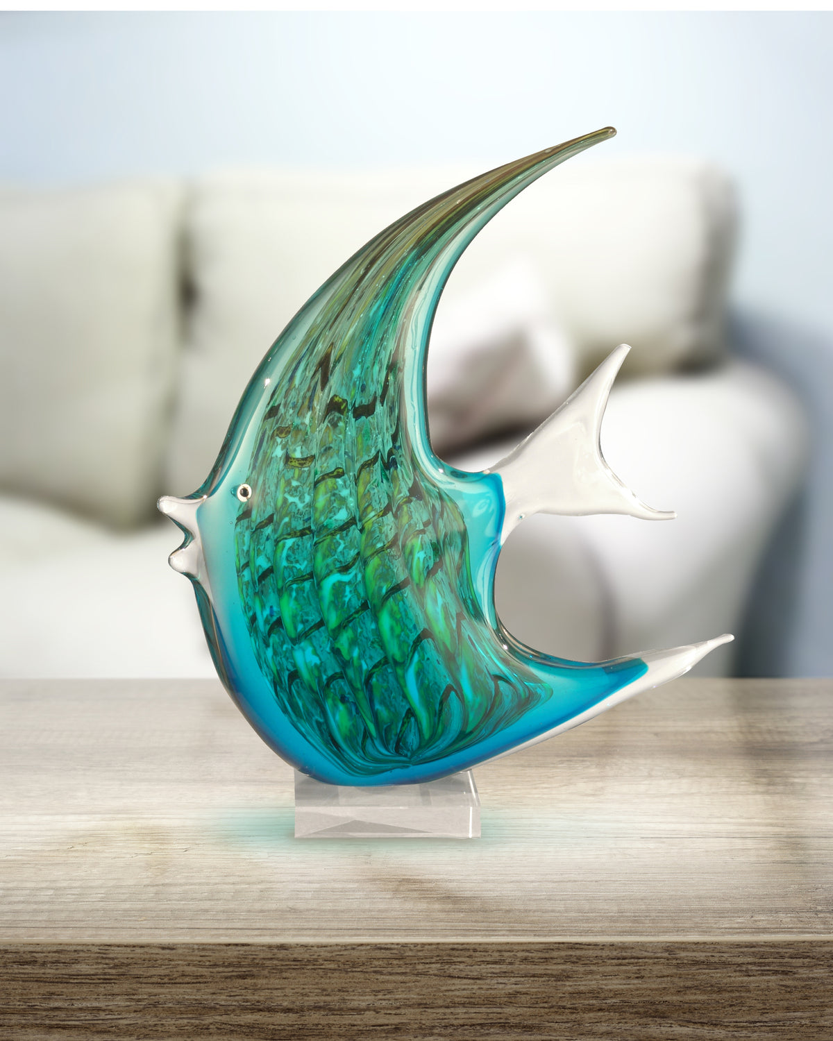Aqua Fish Handcrafted Art Glass Figurine