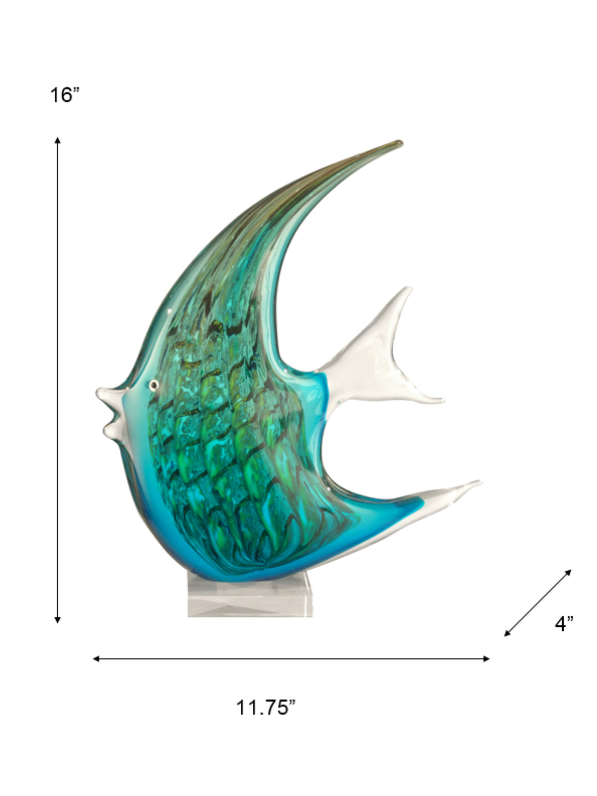 Aqua Fish Handcrafted Art Glass Figurine