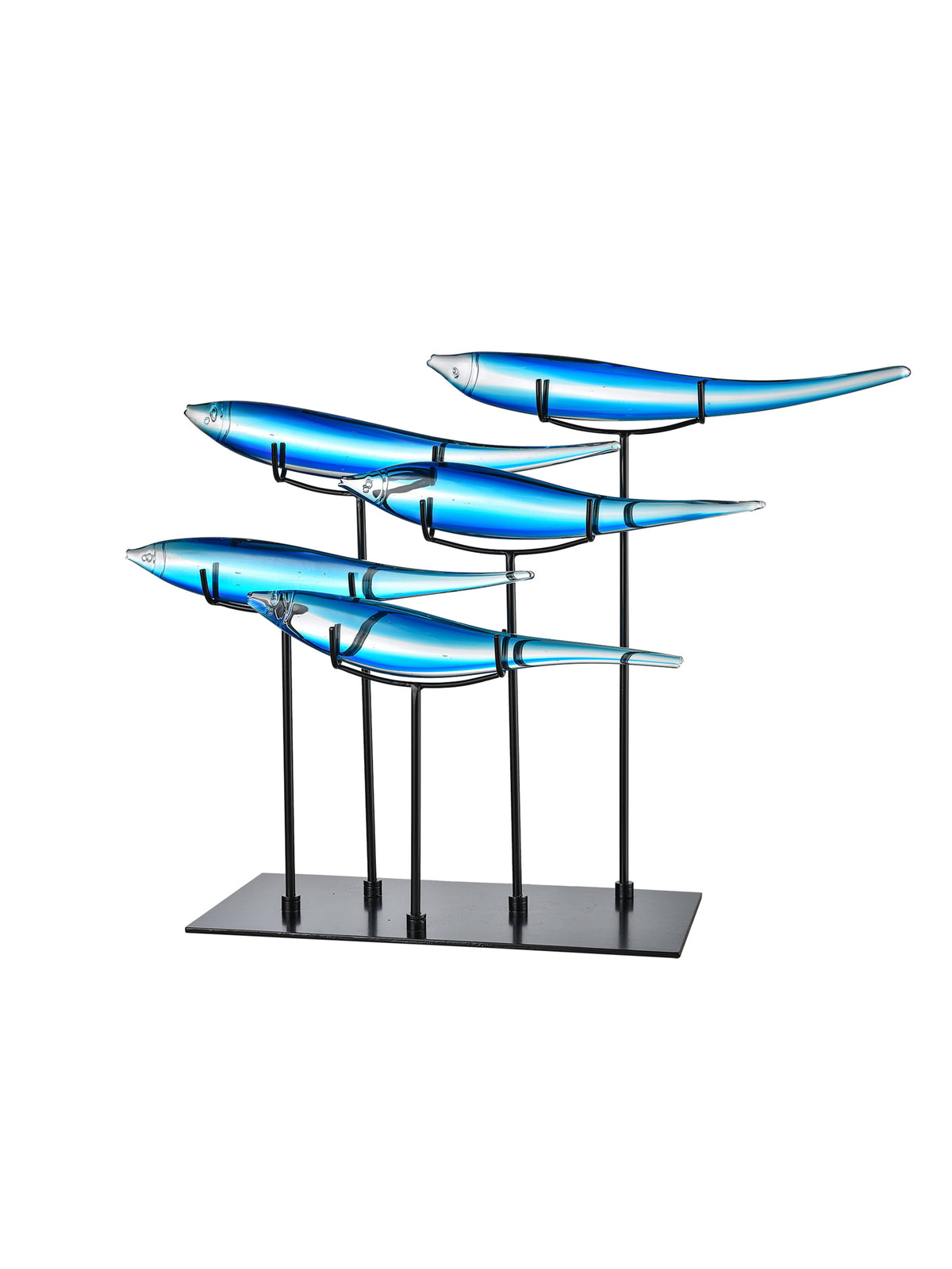 5 Blue Fish Handcrafted Art Glass Figurines