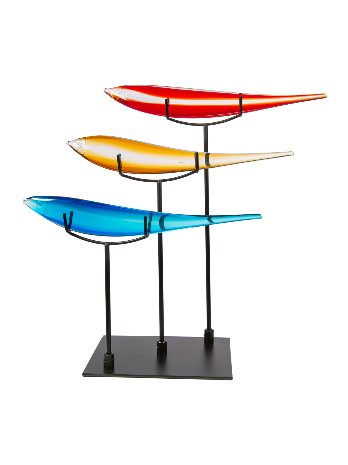 3 Multi-Color Fish Handcrafted Art Glass Figurine