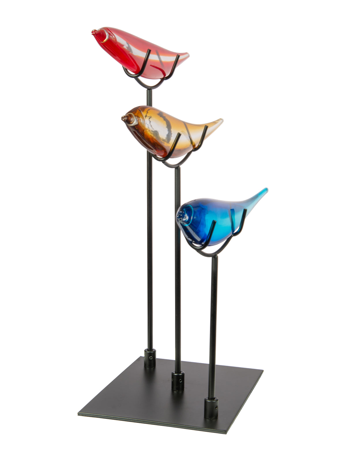 3 Multi-Color Fish Handcrafted Art Glass Figurine