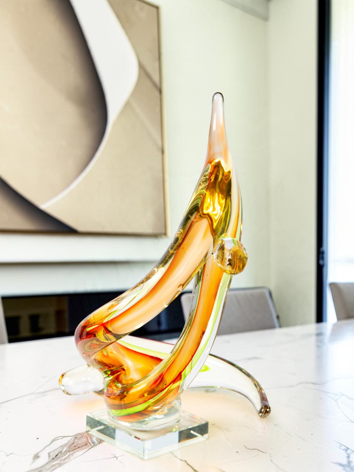 Dale Tiffany Golden Sail 12.5" Tall Handcrafted Art Glass Sculpture
