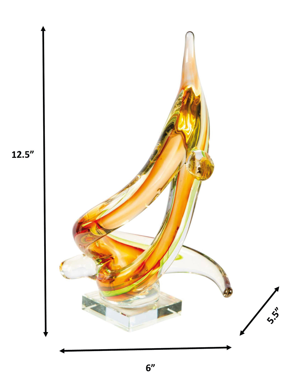 Dale Tiffany Golden Sail 12.5" Tall Handcrafted Art Glass Sculpture