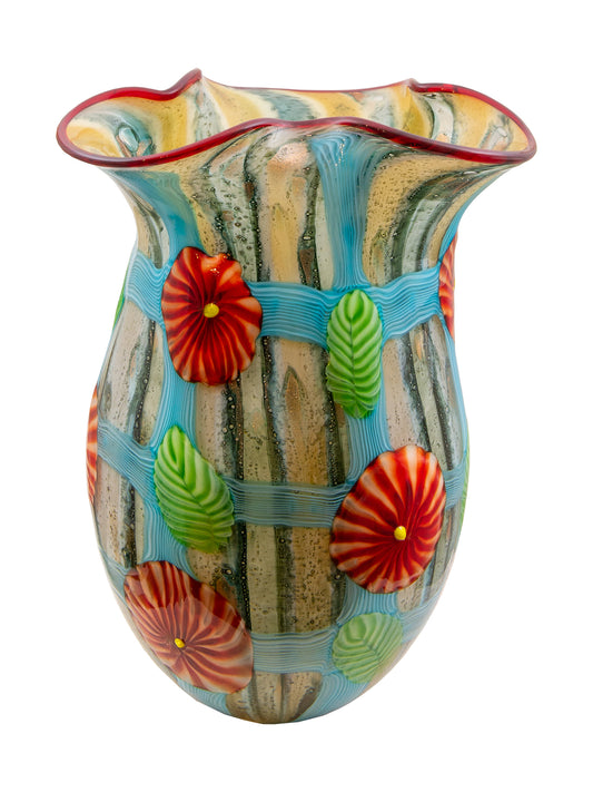 Plazio Hand Blown Art Glass Vase