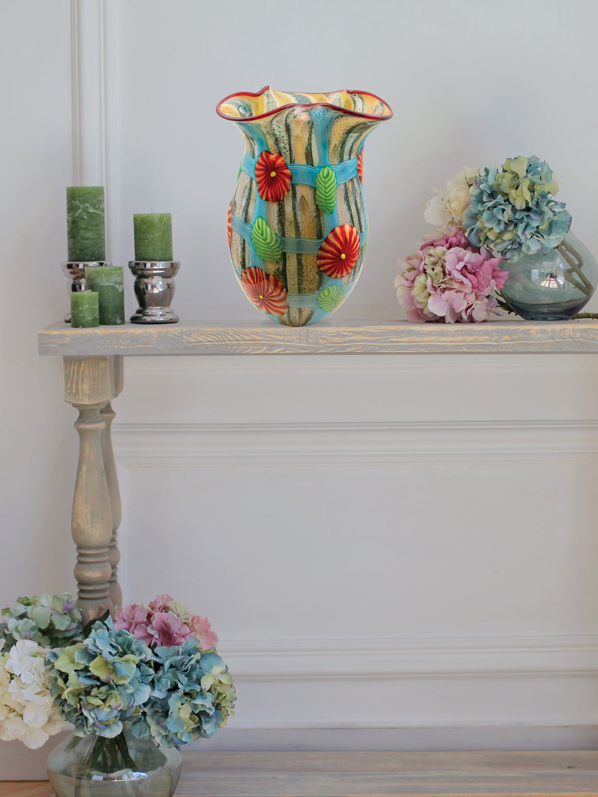 Plazio Hand Blown Art Glass Vase
