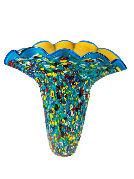 Dale Tiffany Confetti Bloom 17.25" Tall Handcrafted Art Glass Vase