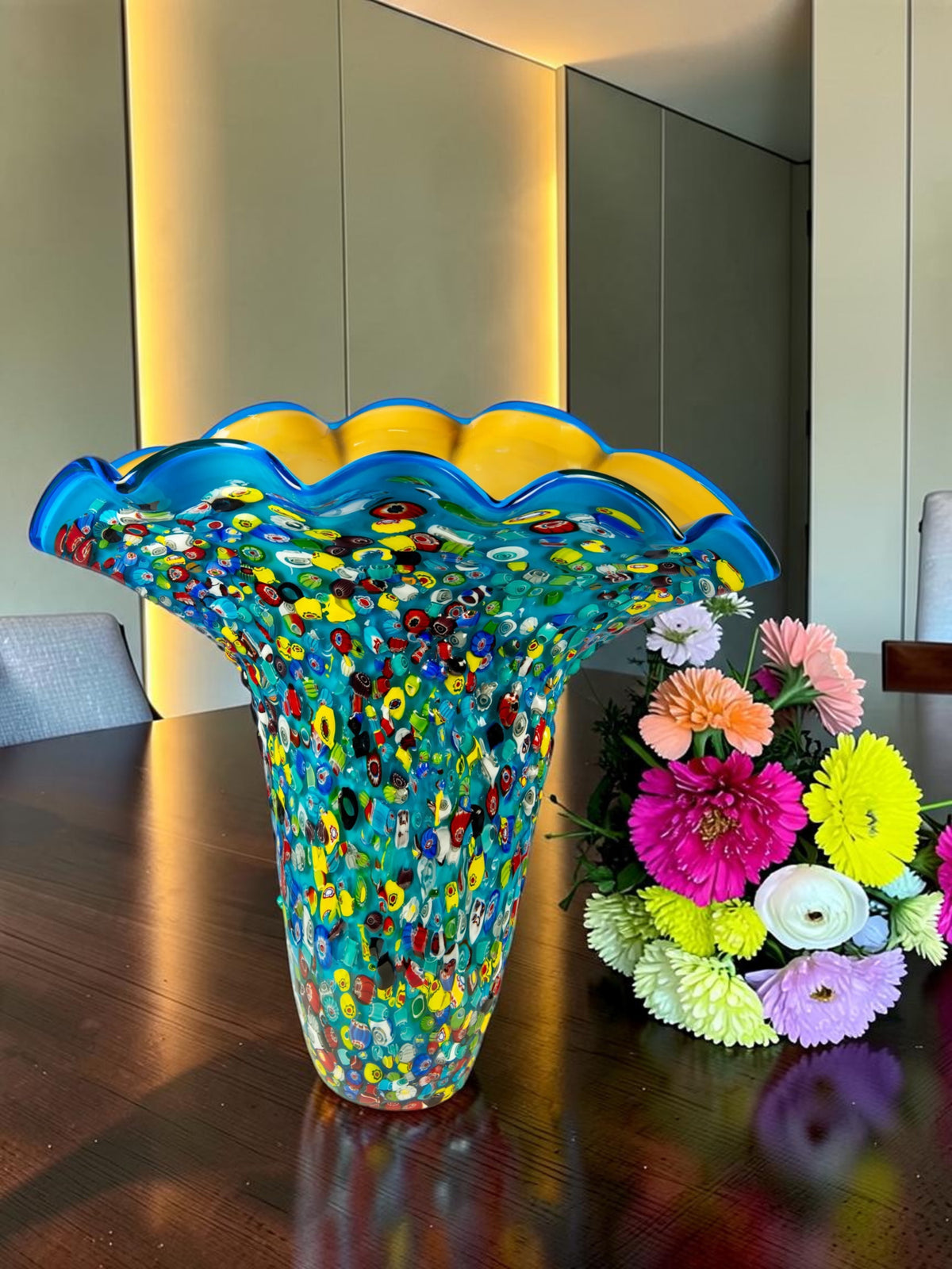 Dale Tiffany Confetti Bloom 17.25" Tall Handcrafted Art Glass Vase