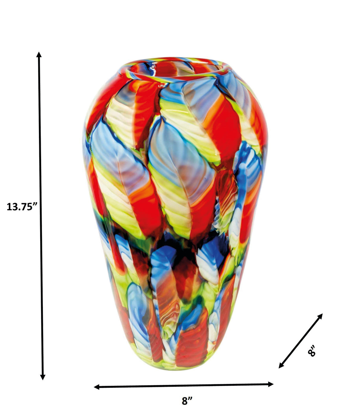 Dale Tiffany Rainbow Feather 13.75" Tall Handcrafted Art Glass Vase
