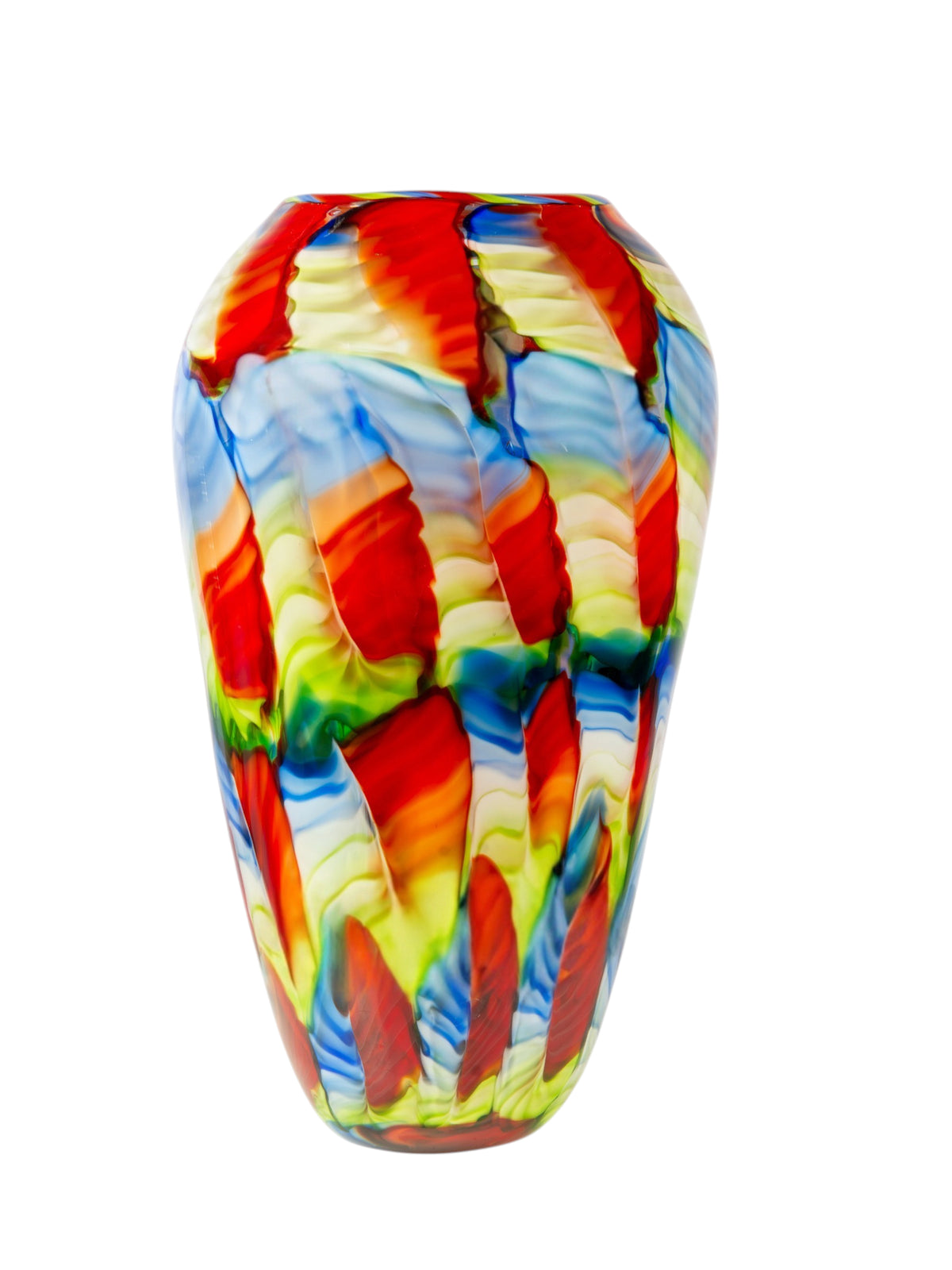 Dale Tiffany Rainbow Feather 13.75" Tall Handcrafted Art Glass Vase