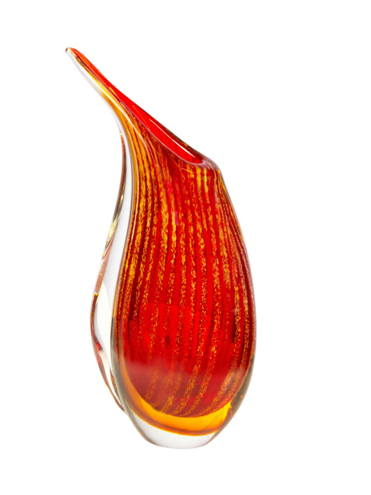 Dale Tiffany Ember Wave 12.5" Tall Handcrafted Art Glass Vase