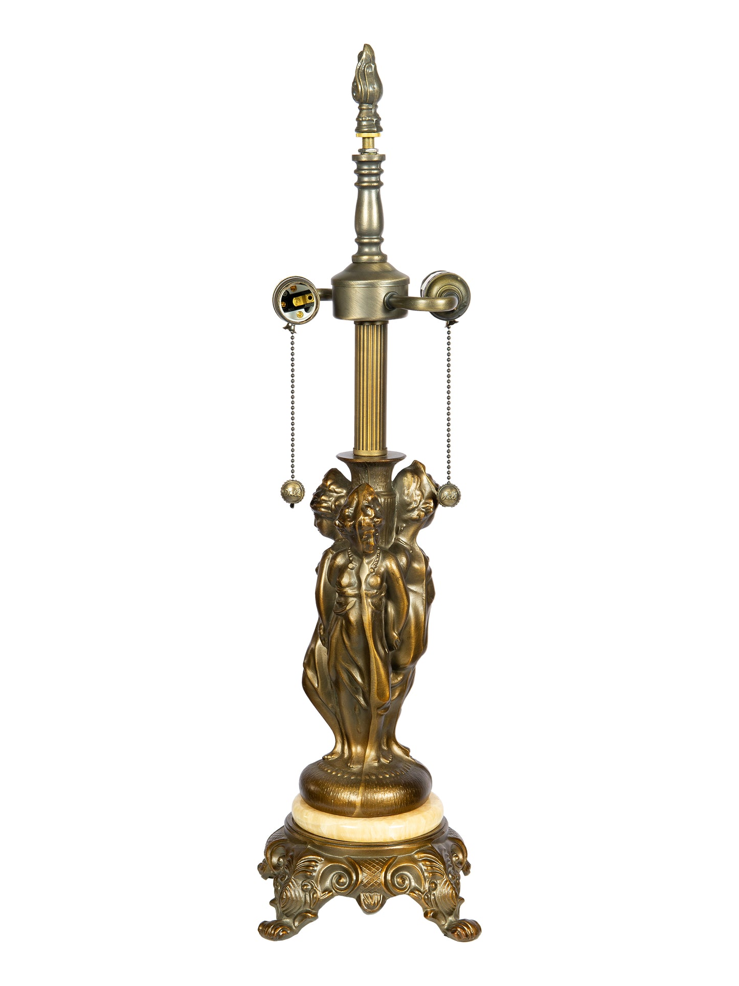 Bardeen 27" Tall 3-Lady Antique Brass Finish Marble Metal Base