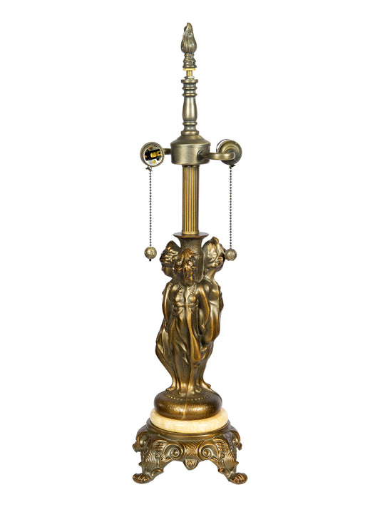 Bardeen 27" Tall 3-Lady Antique Brass Finish Marble Metal Base