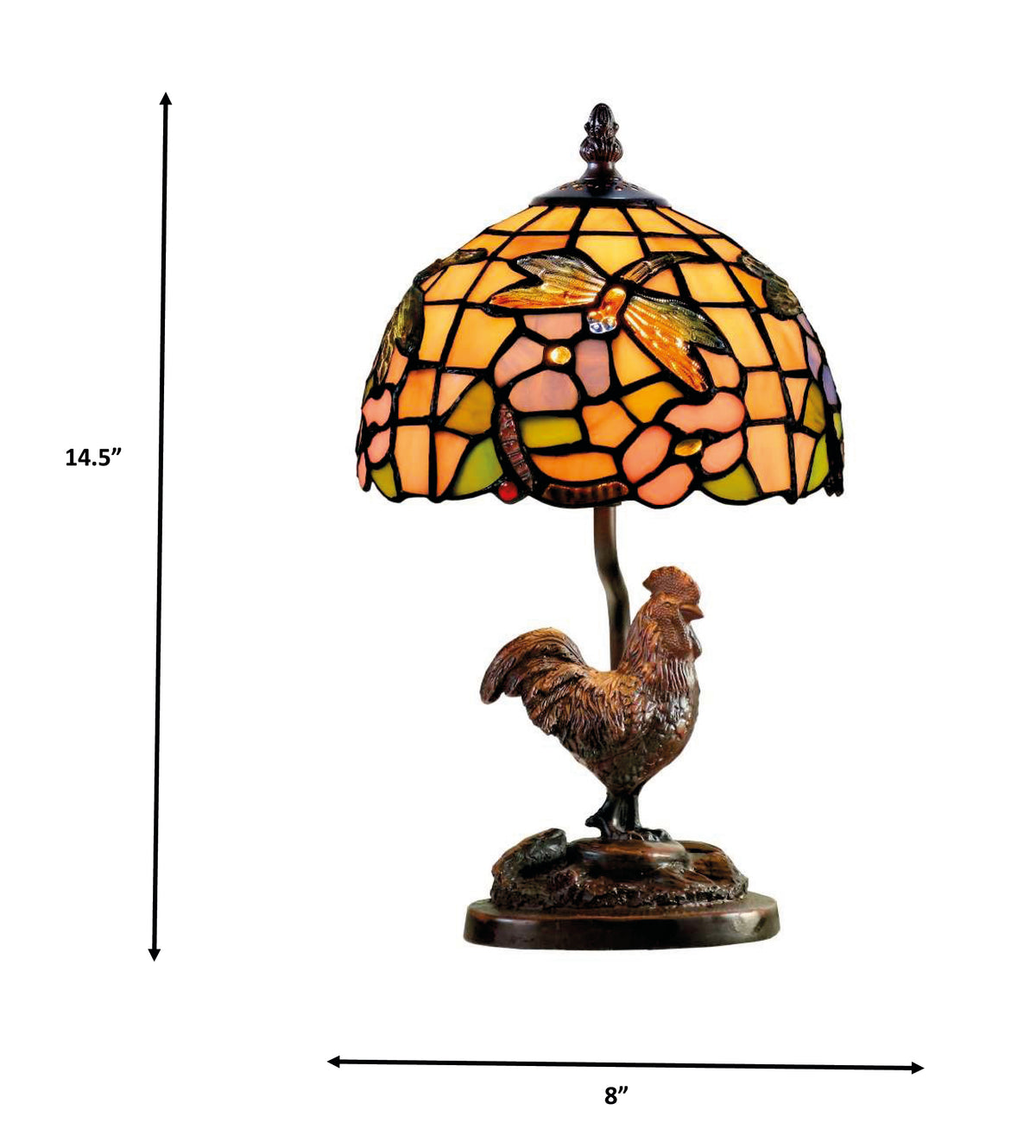 Meadow Rooster Tiffany Accent Lamp