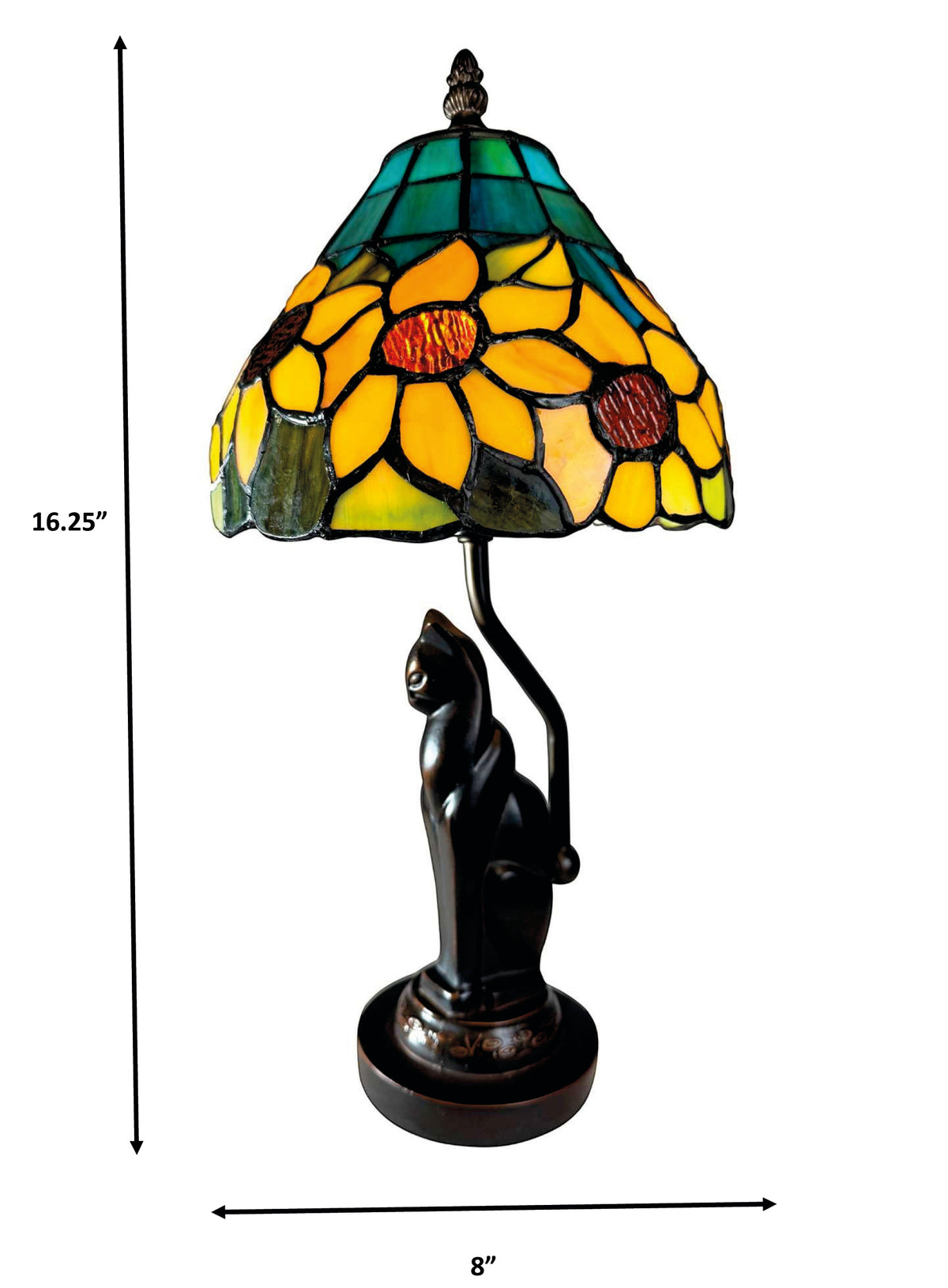 Sunflower Cat Tiffany Accent Lamp