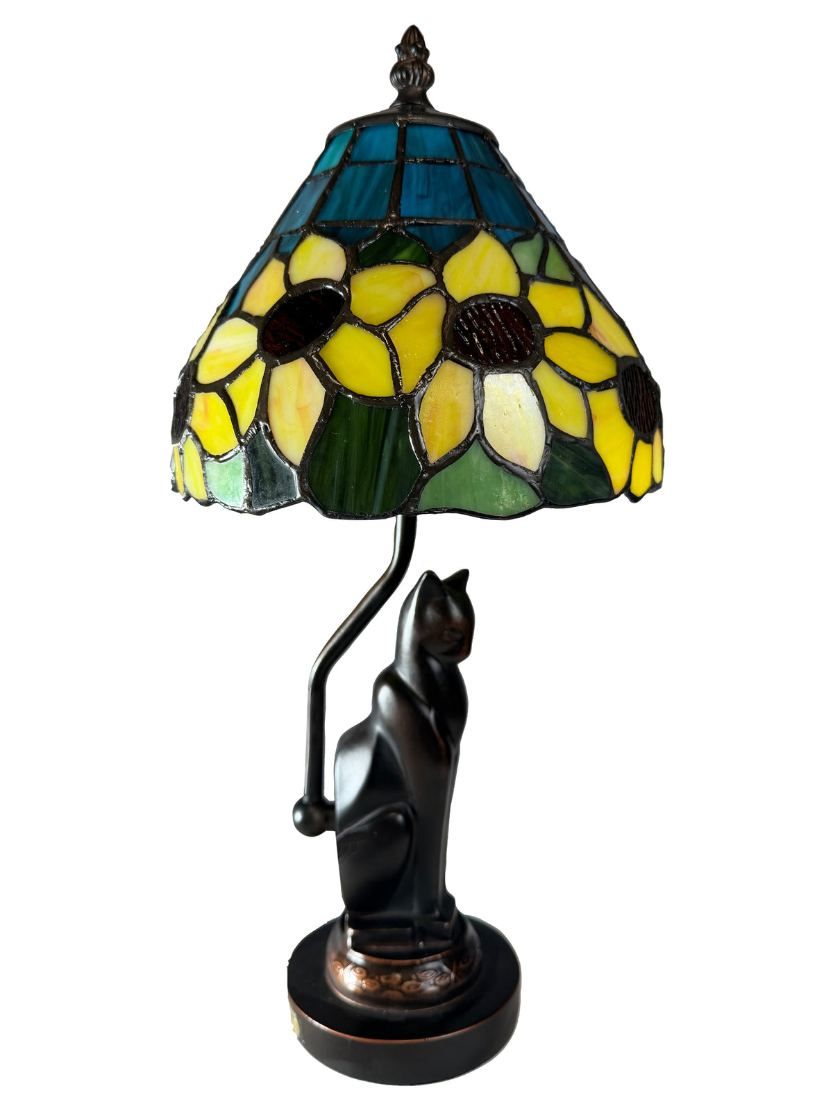 Sunflower Cat Tiffany Accent Lamp