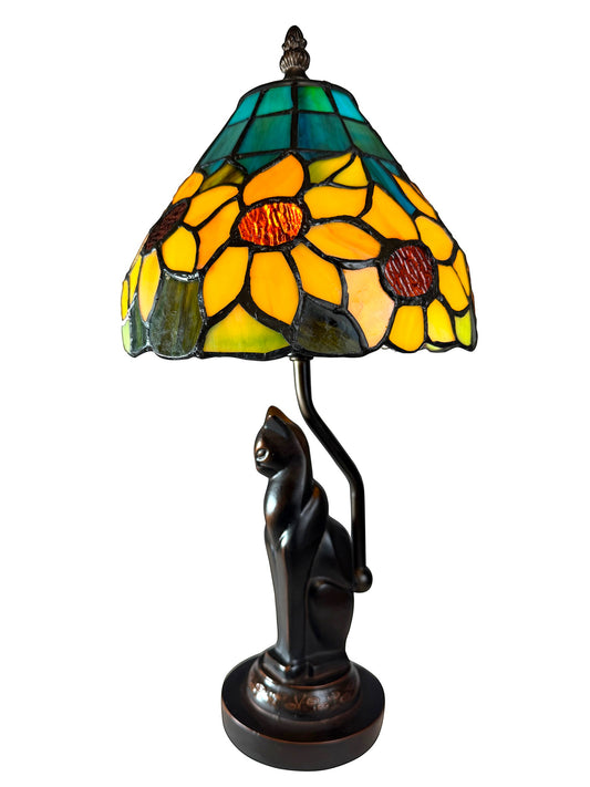 Sunflower Cat Tiffany Accent Lamp