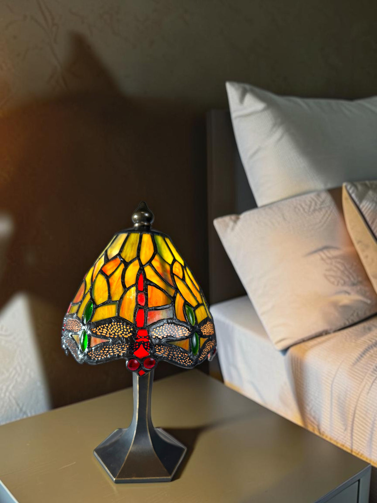 Autumn Dragonfly Tiffany Accent Lamp