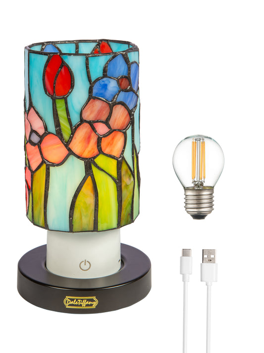Dale Tiffany Sunset Peony Cordless Rechargeable Tiffany Accent Lamp