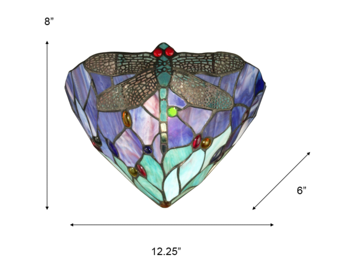 Downy Dragonfly Jewel Tiffany Wall Sconce