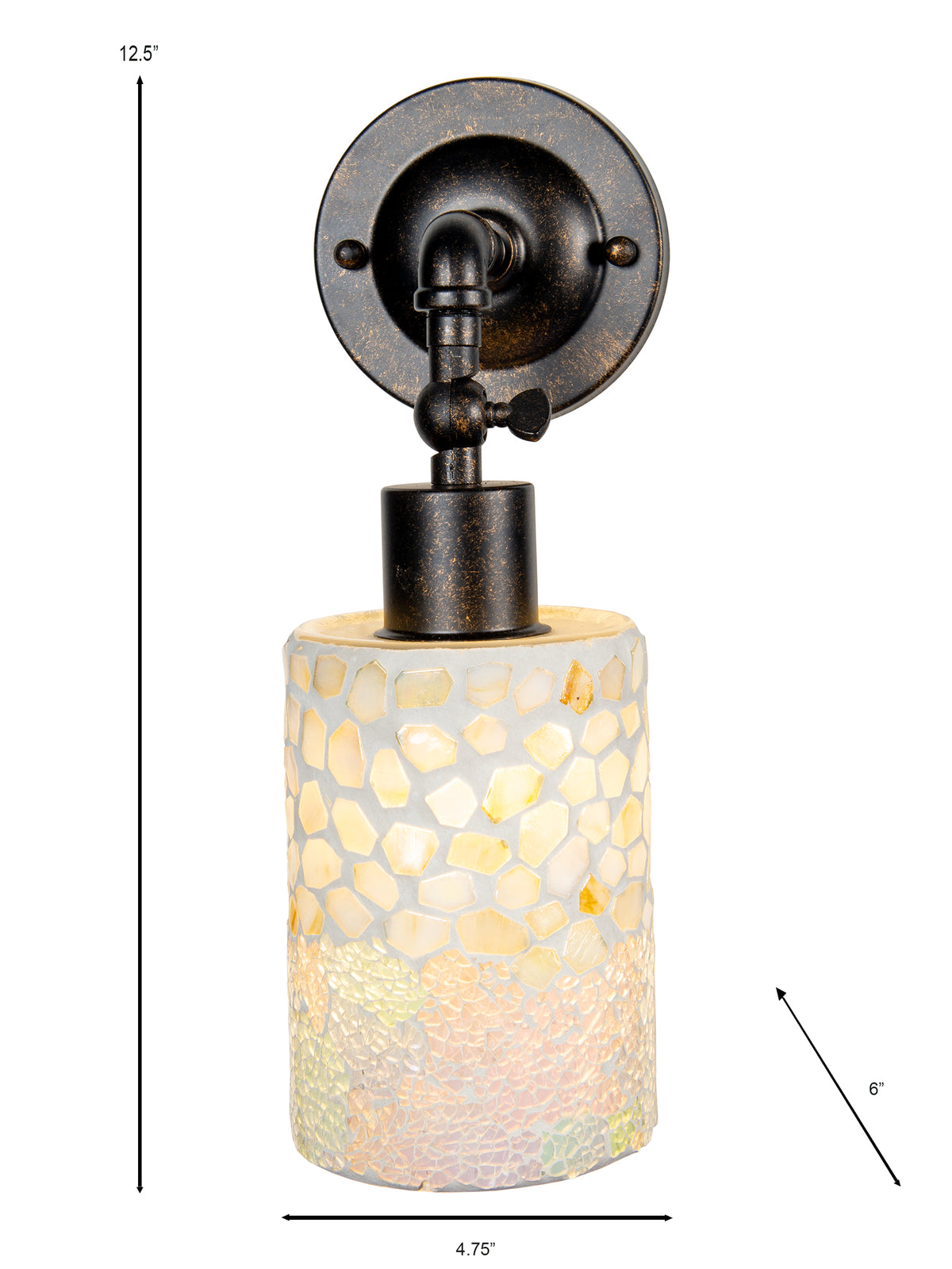 Alps Mosaic Handcrafted Art Glass Wall Sconce