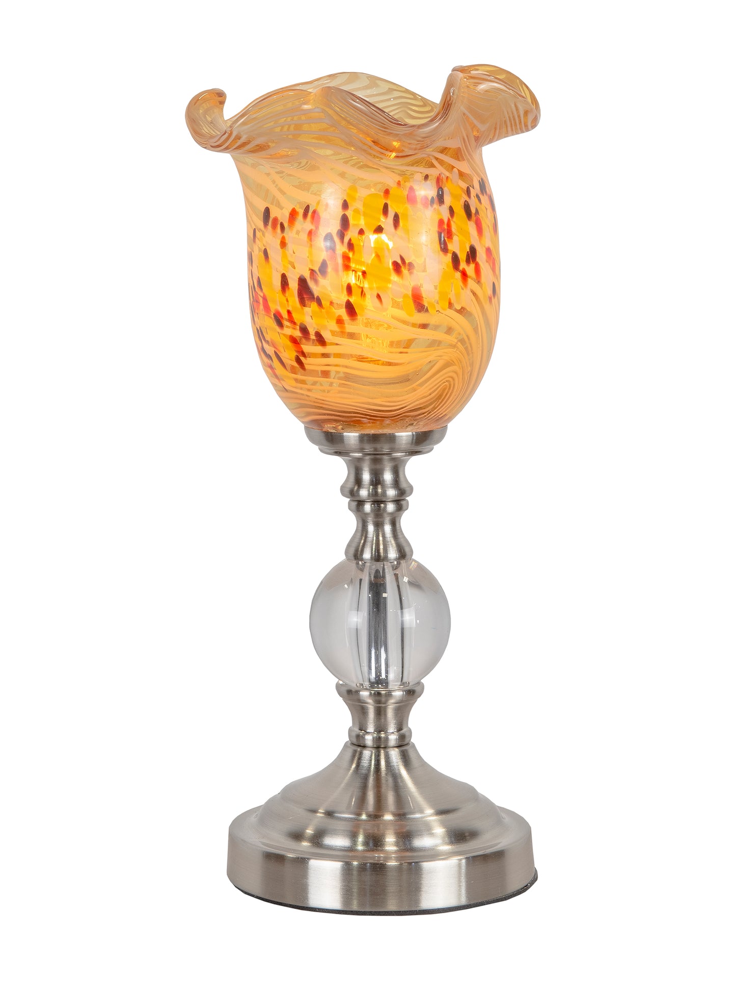 Beige Speckle Hand Blown Art Glass Uplight Accent Lamp