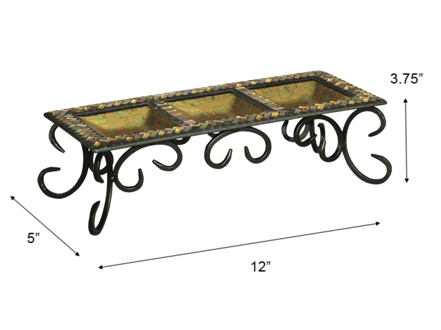 2-Piece Herringbone Mosaic Art Glass Candle Holders